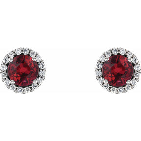 Ella Lab Ruby & Halo Diamond Earrings