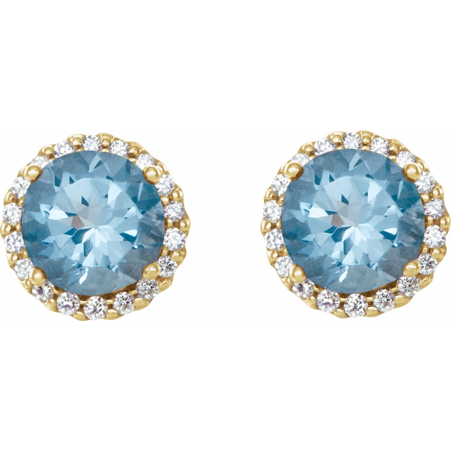 Ella Aquamarine Halo Diamond Earrings