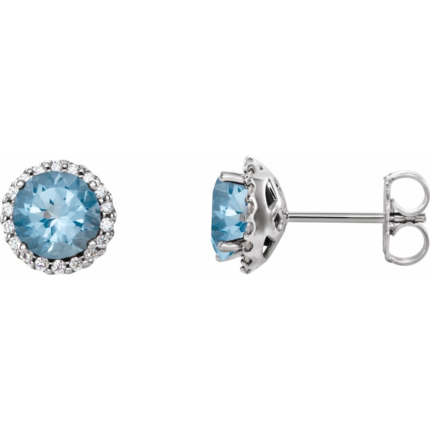 Ella Aquamarine Halo Diamond Earrings