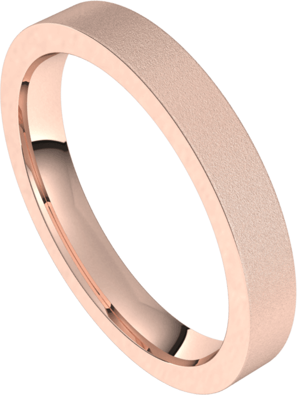 3mm Flat Bead Blast Matte Comfort Fit Wedding Ring
