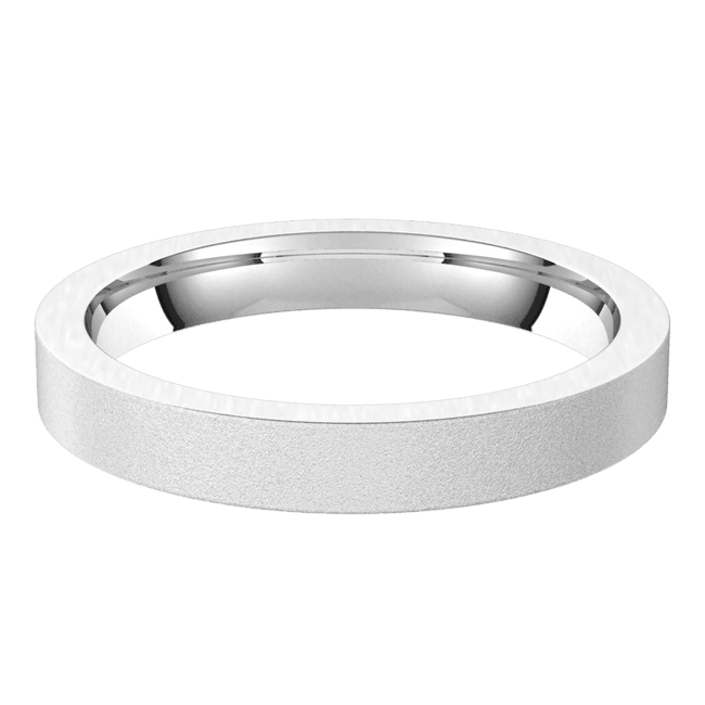 3mm Flat Bead Blast Matte Comfort Fit Wedding Ring