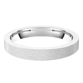 3mm Flat Glass Blast Finish Comfort Fit Wedding Ring