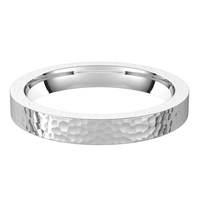 3mm Flat Hammer Finish Comfort Fit Wedding Ring