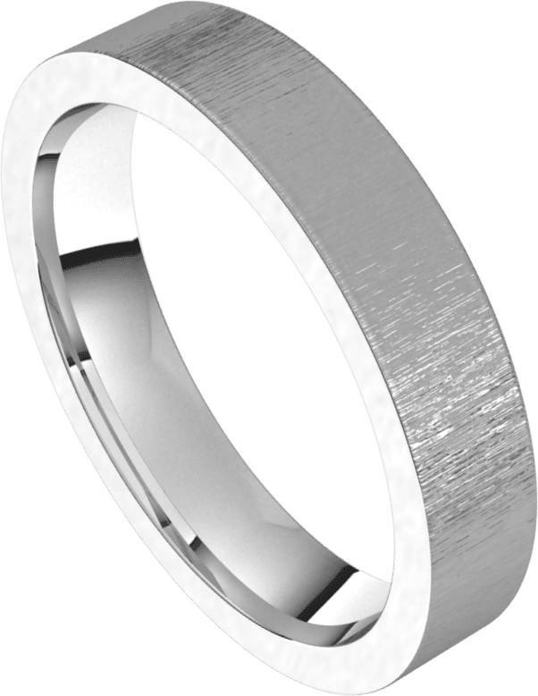4mm Flat Stone Finish Comfort Fit Wedding Ring