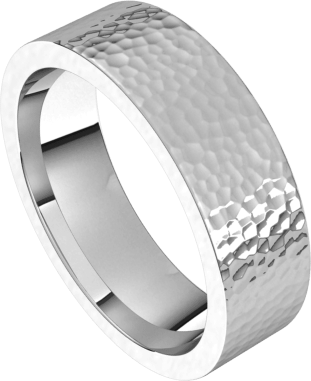 6mm Flat Hammer Finish Comfort Fit Wedding Ring