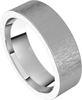 6mm Flat Stone Finish Comfort Fit Wedding Ring