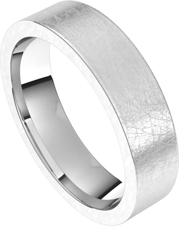 5mm Flat Ice Finish Comfort Fit Wedding Ring