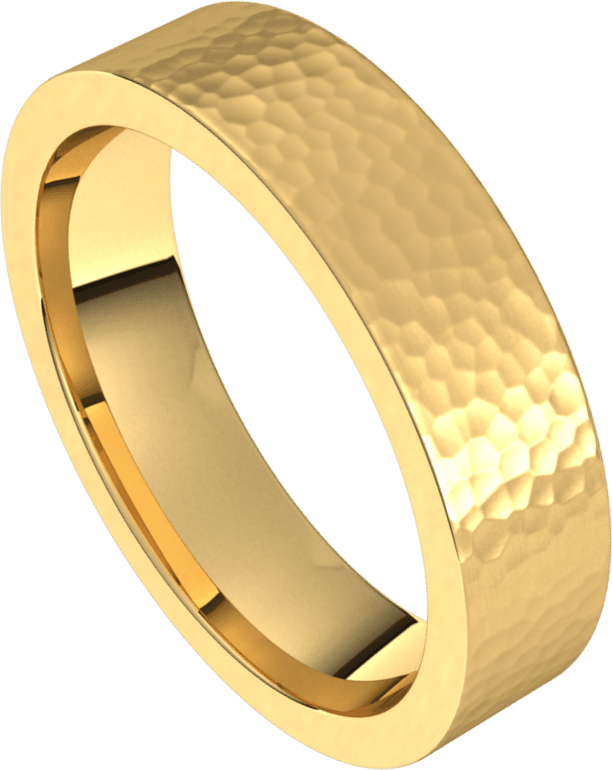 5mm Flat Satin Hammer Finish Comfort Fit Wedding Ring