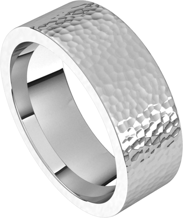 7mm Flat Hammer Finish Comfort Fit Wedding Ring