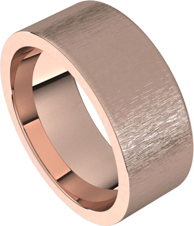 8mm Flat Stone Finish Comfort Fit Wedding Ring
