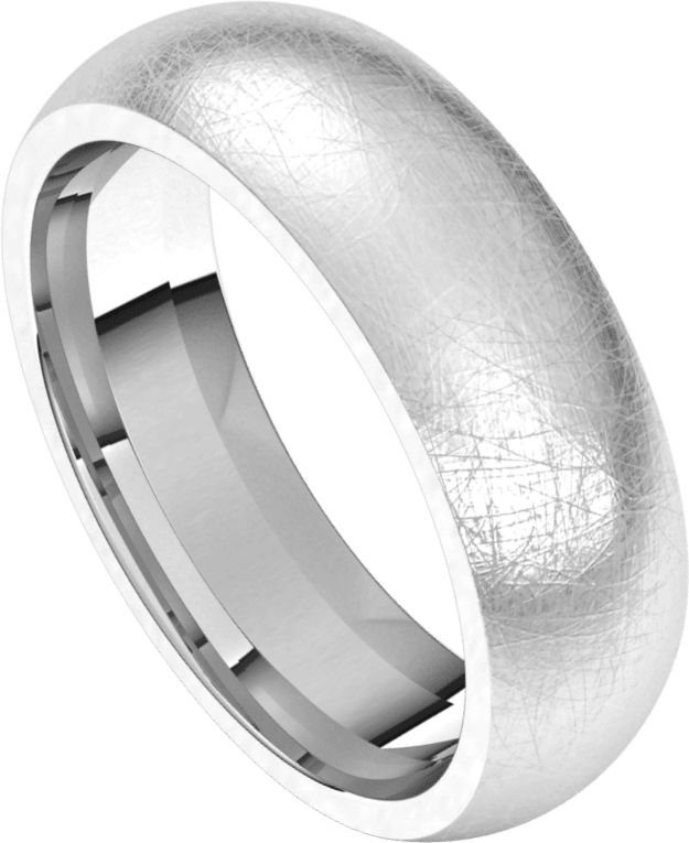 6mm Half Round Ice Finish Comfort Fit Wedding Ring