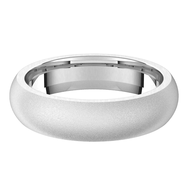 5mm Half Round Bead Blast Matte Finish Comfort Fit Wedding Ring