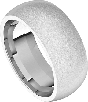 8mm Half Round Glass Blast Finish Comfort Fit Wedding Ring