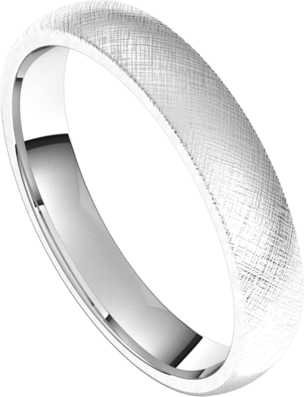 3.5mm Half Round Florentine Finish Comfort Fit Wedding Ring