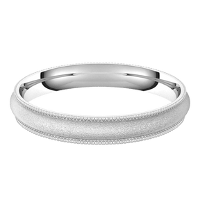 3mm Milgrain Half Round Glass Blast Finish Comfort Fit Wedding Ring