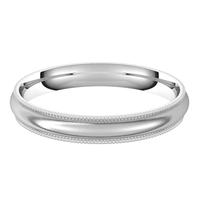 3mm Milgrain Half Round Satin Finish Comfort Fit Wedding Ring