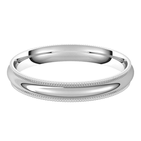 3mm Milgrain Half Round High Polished Finish Comfort Fit Wedding Ring
