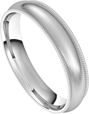 4mm Milgrain Half Round Silk Finish Comfort Fit Wedding Ring