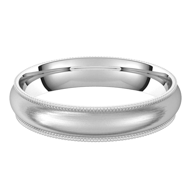 4mm Milgrain Half Round Silk Finish Comfort Fit Wedding Ring