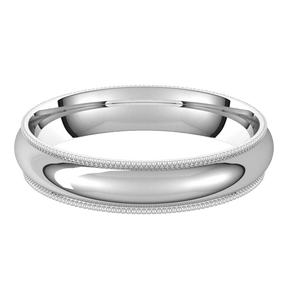 4mm Milgrain Half Round High Polished Finish Comfort Fit Wedding Ring