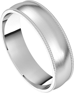 5mm Milgrain Half Round Satin Finish Comfort Fit Wedding Ring