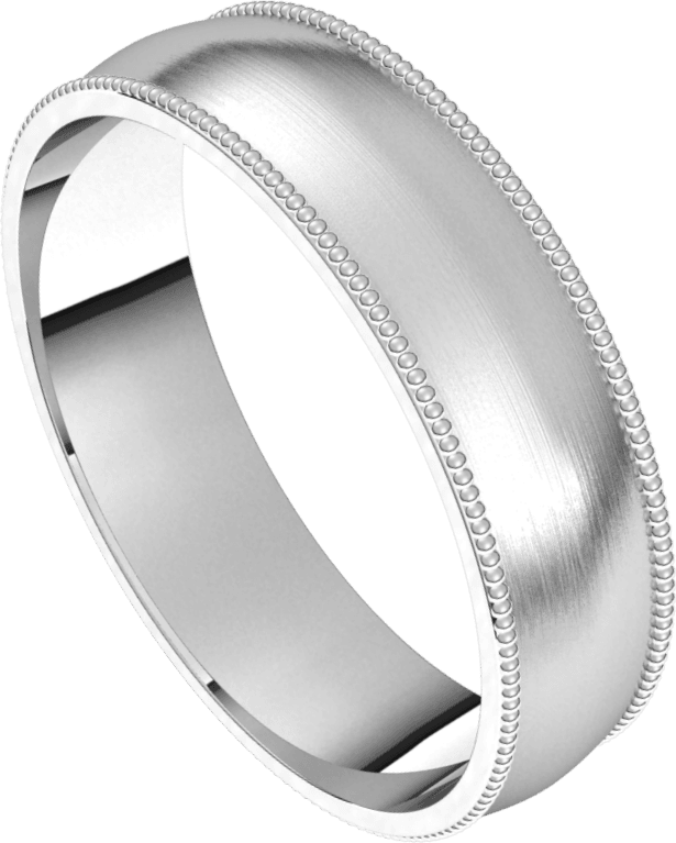5mm Milgrain Half Round Satin Finish Comfort Fit Wedding Ring