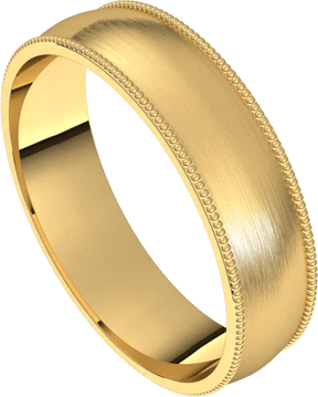 5mm Milgrain Half Round Silk Finish Comfort Fit Wedding Ring