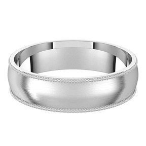 5mm Milgrain Half Round Satin Finish Comfort Fit Wedding Ring