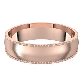 5mm Milgrain Half Round Satin Finish Comfort Fit Wedding Ring