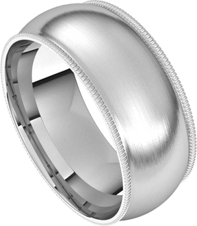 8mm Milgrain Half Round Satin Finish Comfort Fit Wedding Ring