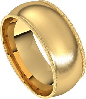 8mm Milgrain Half Round Satin Finish Comfort Fit Wedding Ring