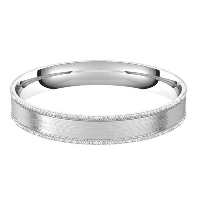 3mm Milgrain Flat Silk Finish Comfort Fit Wedding Ring