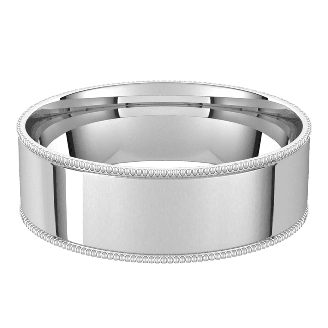 6mm Milgrain Flat High Polished Finish Comfort Fit Wedding Ring
