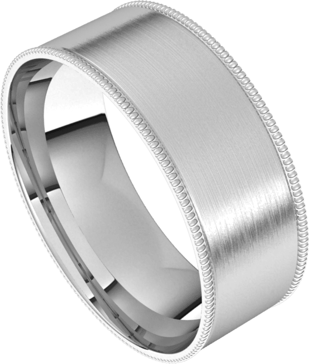 7mm Milgrain Flat Satin Finish Comfort Fit Wedding Ring