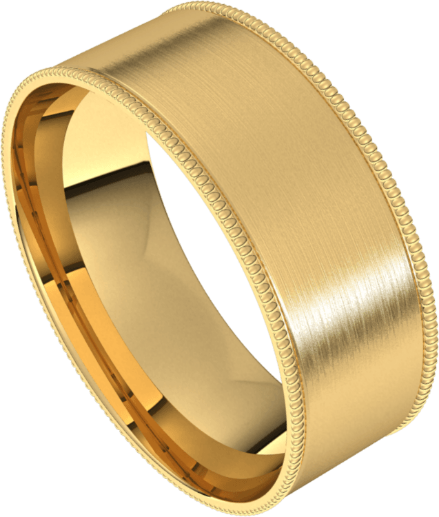 7mm Milgrain Flat Satin Finish Comfort Fit Wedding Ring