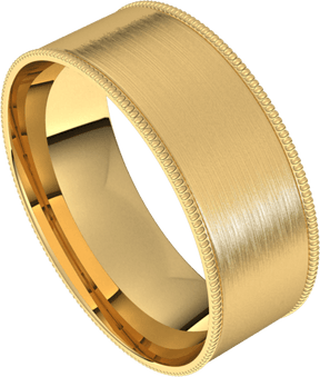 7mm Milgrain Flat Silk Finish Comfort Fit Wedding Ring