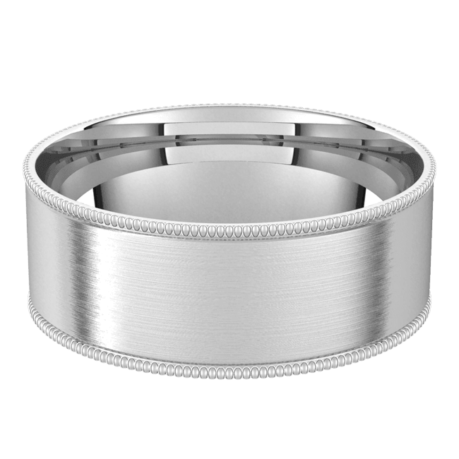 7mm Milgrain Flat Satin Finish Comfort Fit Wedding Ring