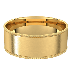 7mm Milgrain Flat Satin Finish Comfort Fit Wedding Ring