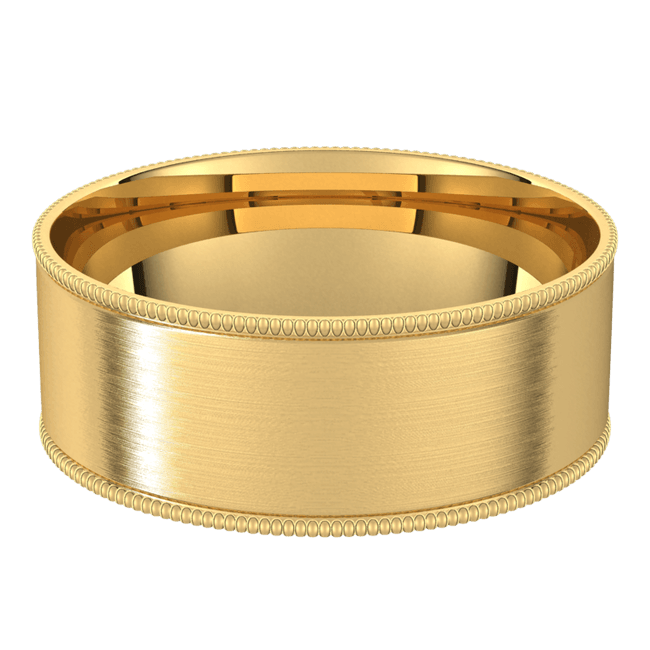 7mm Milgrain Flat Satin Finish Comfort Fit Wedding Ring