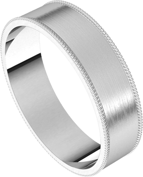 5mm Milgrain Flat Satin Finish Comfort Fit Wedding Ring