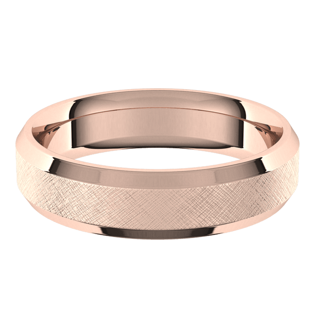5mm Flat Beveled Edge Florentine Finish Comfort Fit Wedding Ring