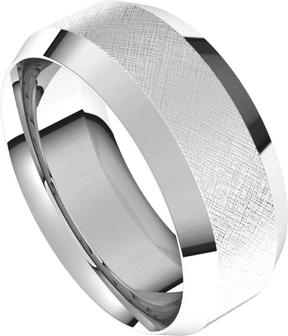 8mm Flat Beveled Edge Florentine Finish Comfort Fit Wedding Ring