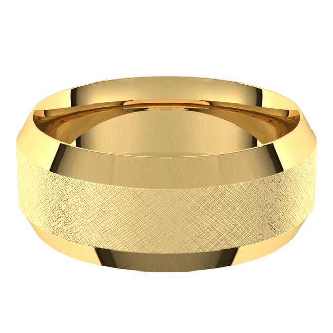 8mm Flat Beveled Edge Florentine Finish Comfort Fit Wedding Ring