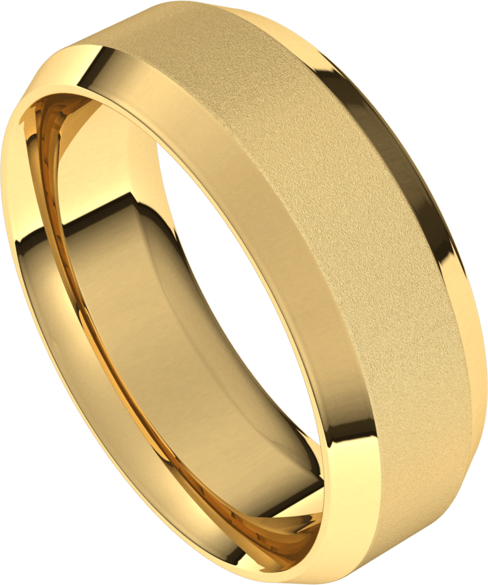 7mm Flat Beveled Edge Bead Blast Matte Finish Comfort Fit Wedding Ring
