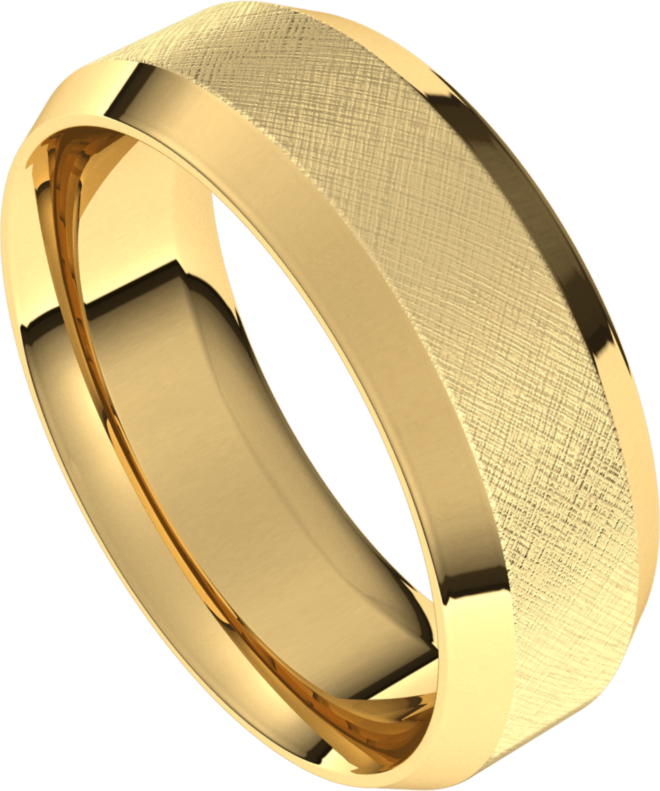 7mm Flat Beveled Edge Florentine Finish Comfort Fit Wedding Ring