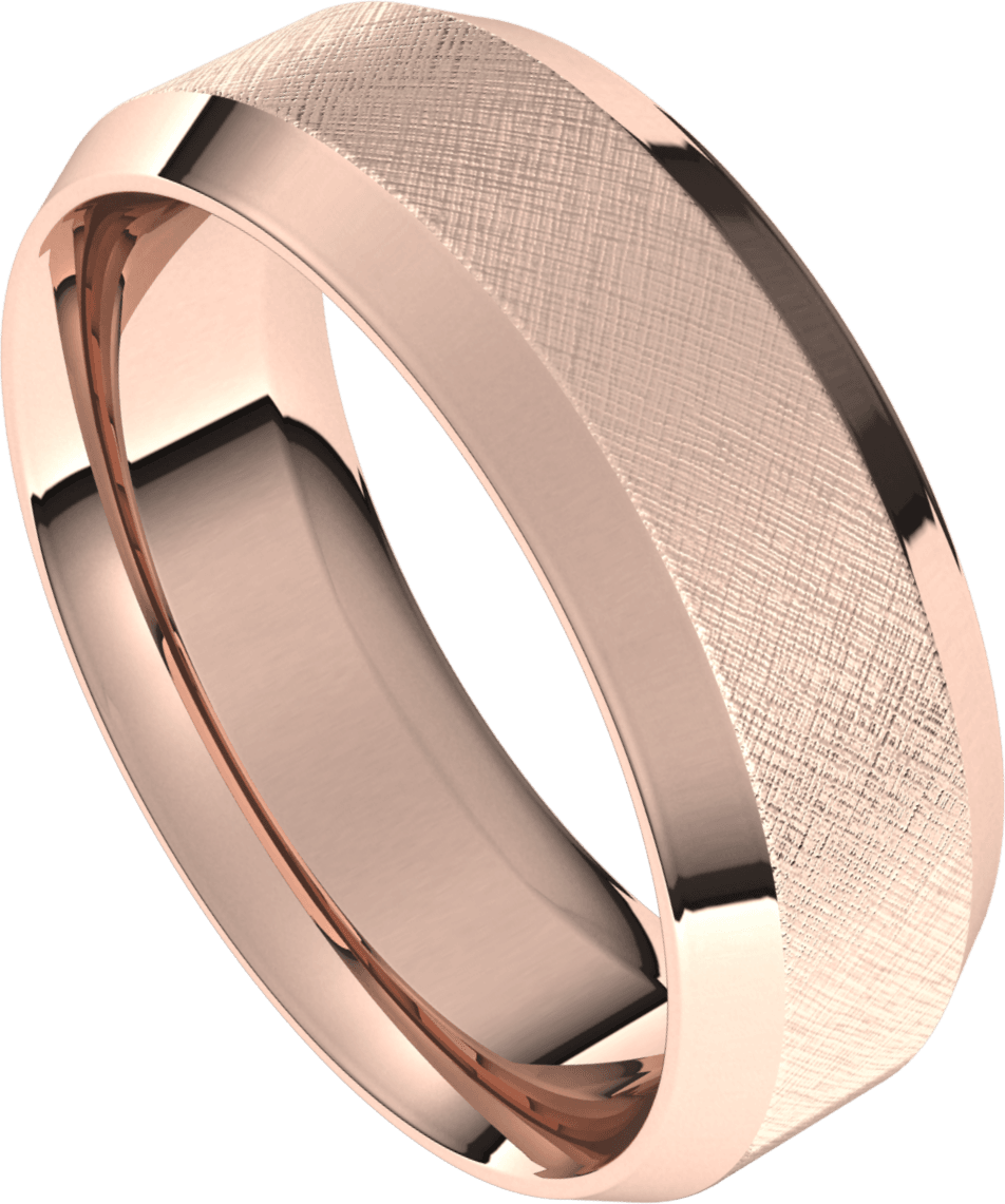 7mm Flat Beveled Edge Florentine Finish Comfort Fit Wedding Ring
