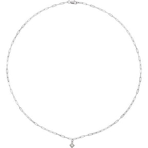 14K Gold Micro Bezel-Set Necklace Square Stone