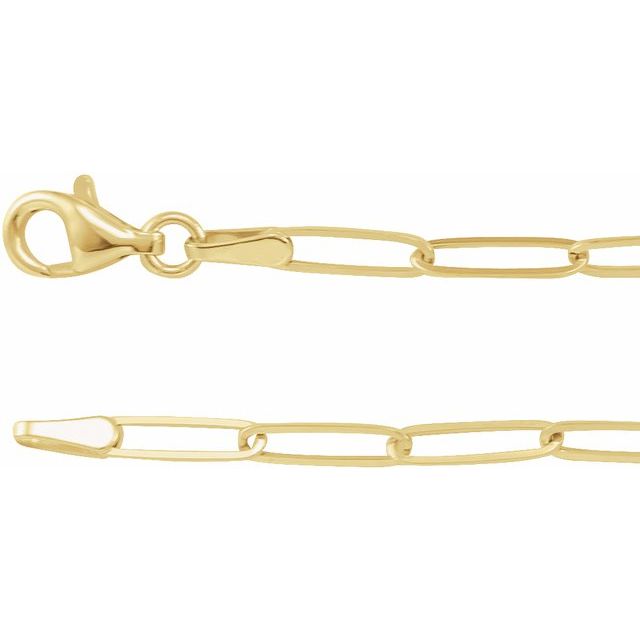 14K Gold 2.6 mm Elongated Link Cable Chain
