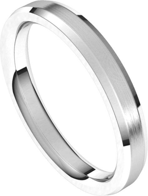 3mm Flat Beveled Edge Satin Finish Comfort Fit Wedding Ring