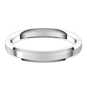 3mm Flat Beveled Edge Satin Finish Comfort Fit Wedding Ring